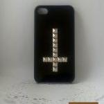 Silver Studded Iphone 4 4s Black Hard Case--h010