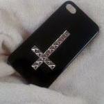 Silver Studded Iphone 4 4s Black Hard Case--h010