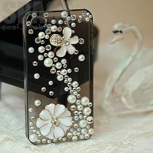 Finished Case-pearls Andflower Iphone 4 Case Iphone 4s Protective Cover-- Zt43b